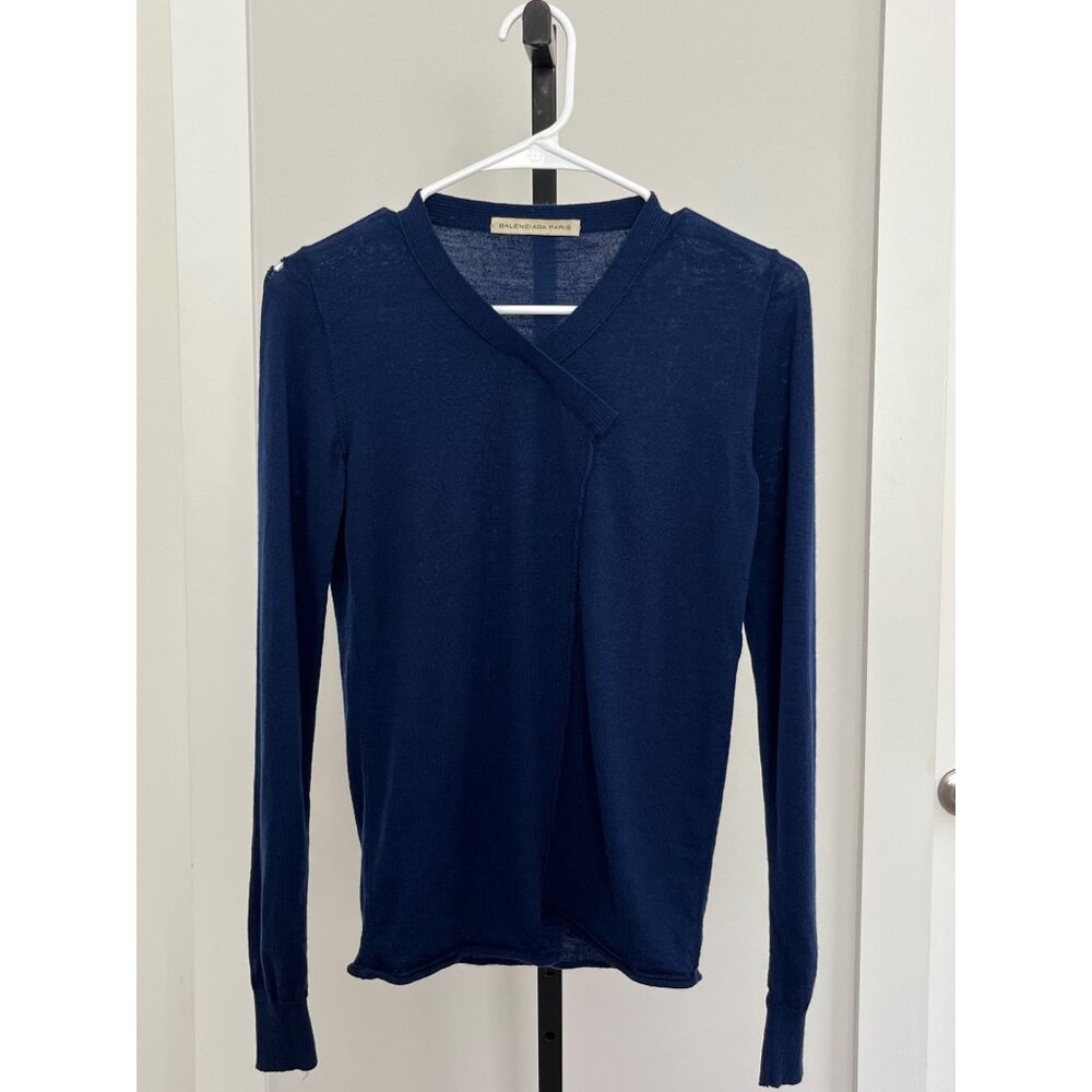 Vintage Balenciaga Paris Blue Wool Sweater Size 38 / US 6-8